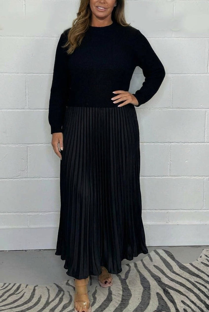 Nicole — Abito in Maglia Donna Lungo con Gonna Plissettata, Lina Milano