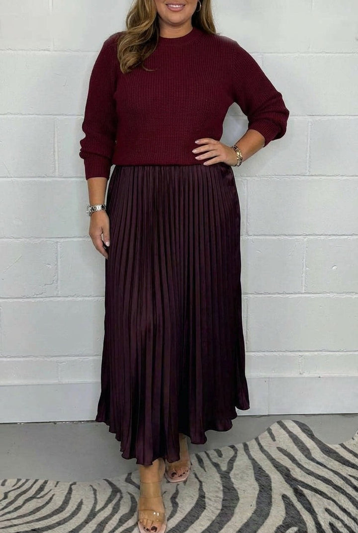 Nicole — Abito in Maglia Donna Lungo con Gonna Plissettata, Lina Milano