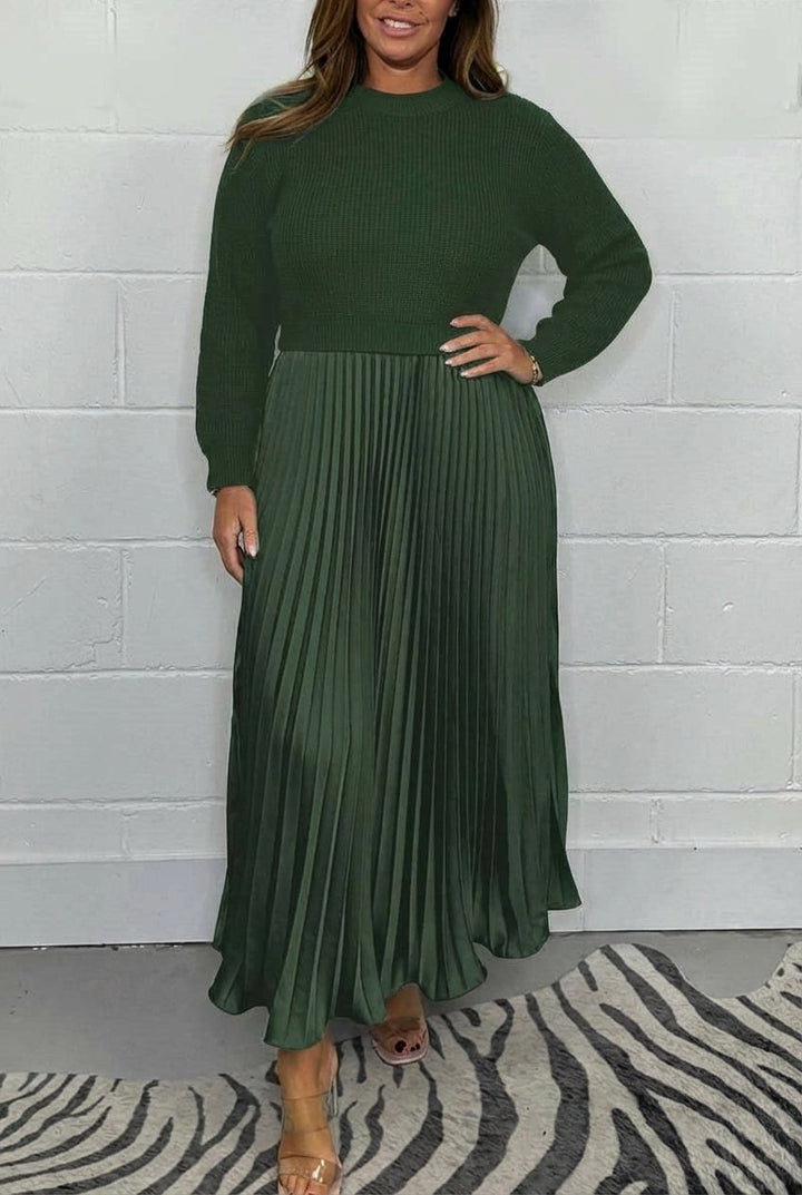Nicole — Abito in Maglia Donna Lungo con Gonna Plissettata, Lina Milano