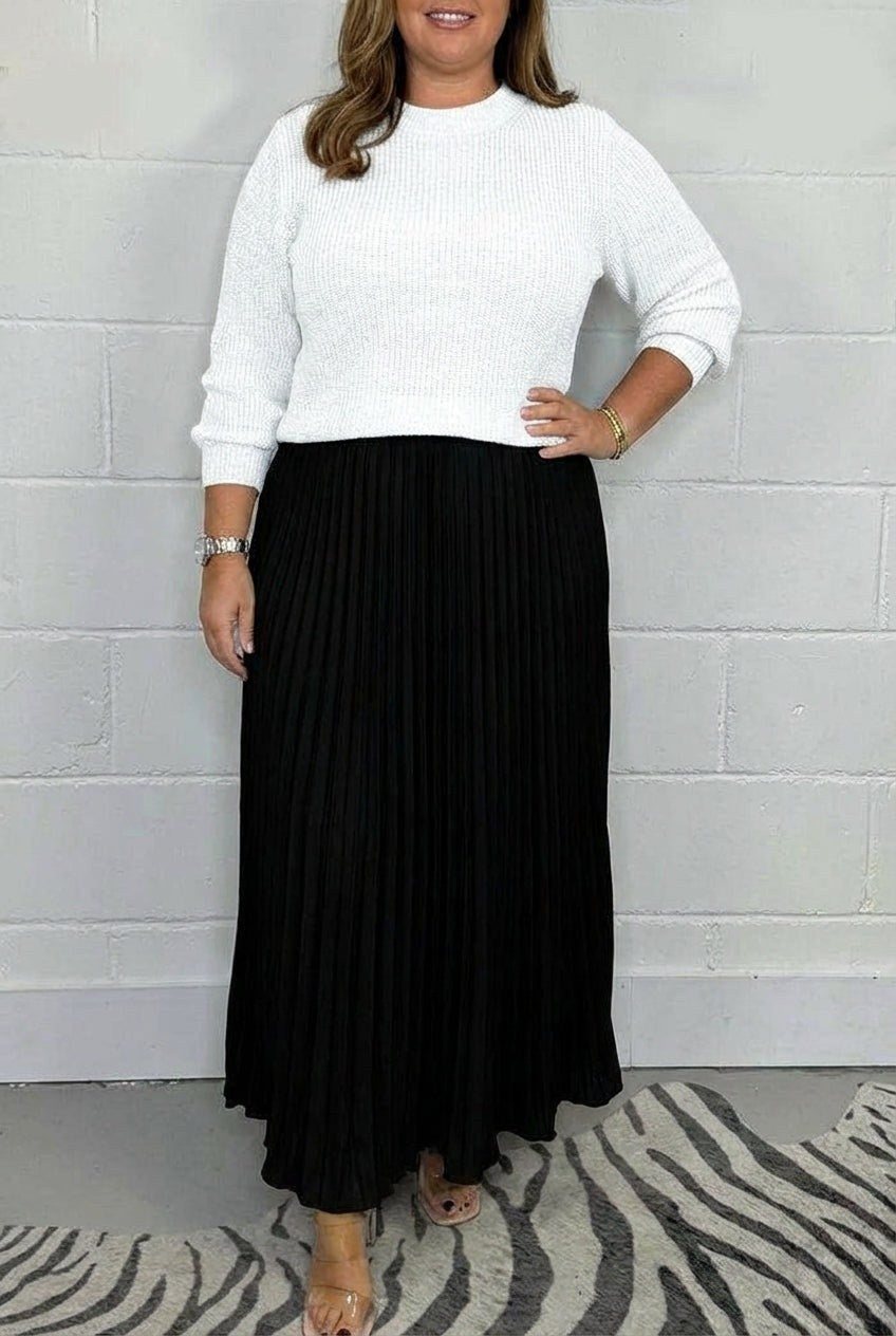 Nicole — Abito in Maglia Donna Lungo con Gonna Plissettata, Lina Milano