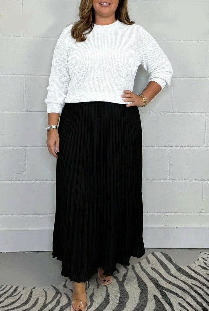 Nicole — Abito in Maglia Donna Lungo con Gonna Plissettata, Lina Milano