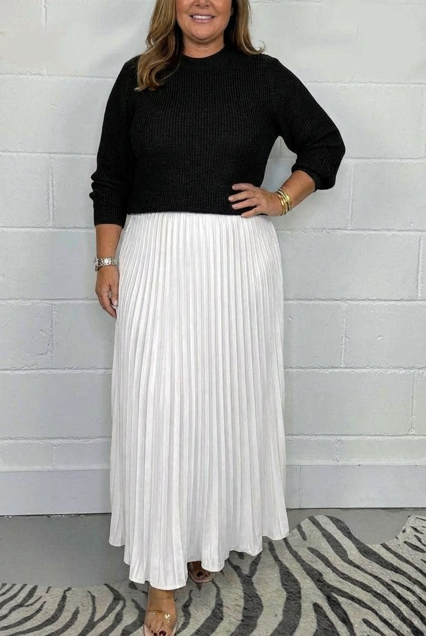 Nicole — Abito in Maglia Donna Lungo con Gonna Plissettata, Lina Milano