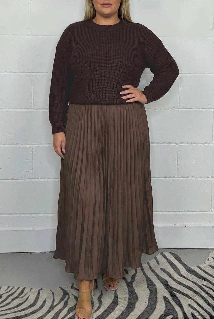 Nicole — Abito in Maglia Donna Lungo con Gonna Plissettata, Lina Milano