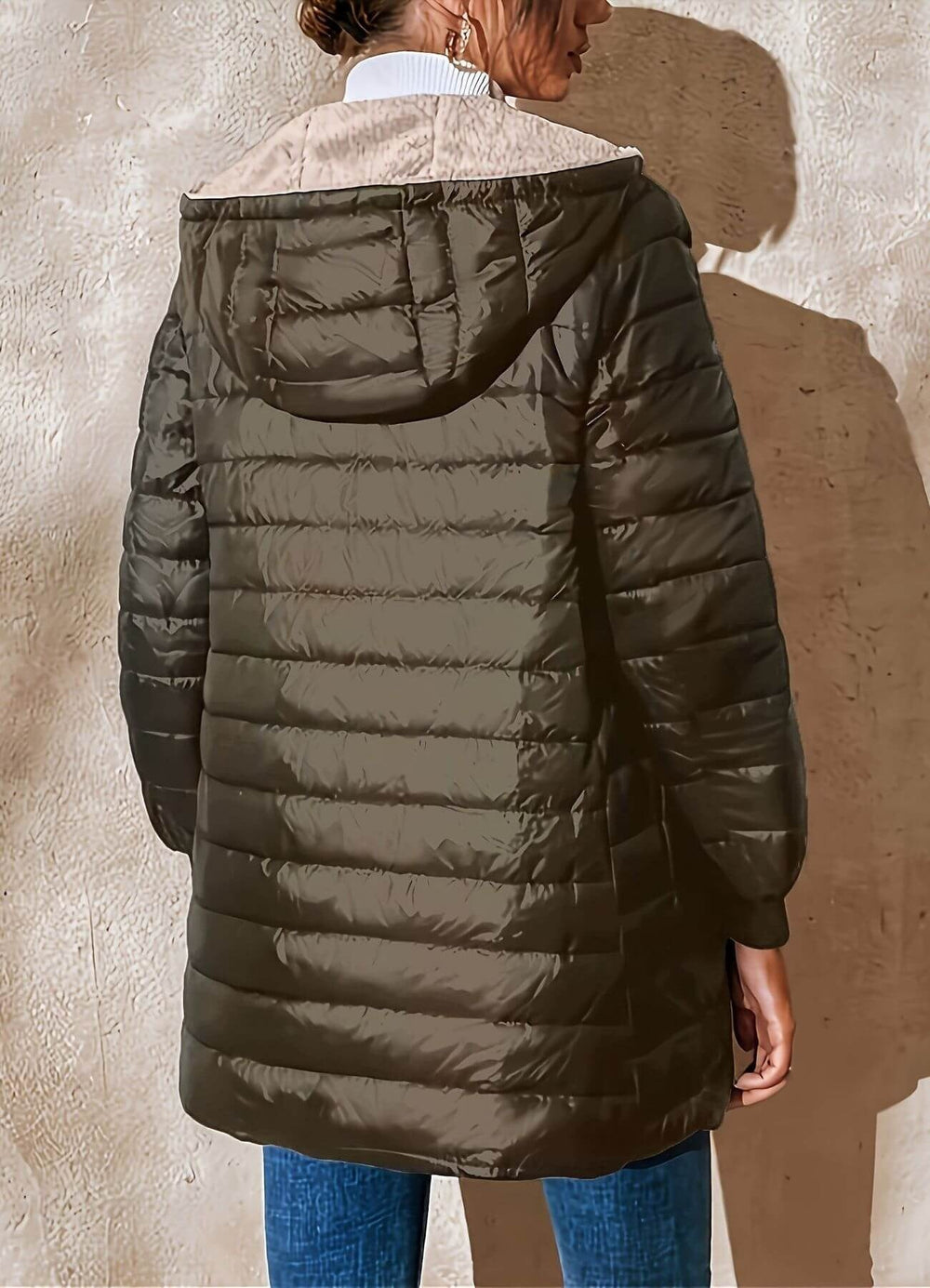 Nilde — Piumino Donna Invernale con Cappuccio e Polsini a Coste, Lina Milano