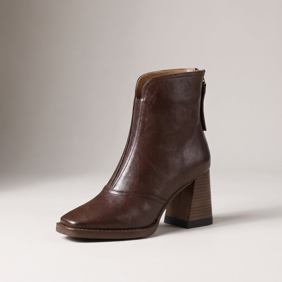Nina — Stivaletti Donna in Pelle Lisci con Tacco Medio e Zip Laterale, Lina Milano