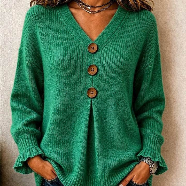 Olivia — Maglioncino Donna con Scollo a V e Bottoni, Lina Milano