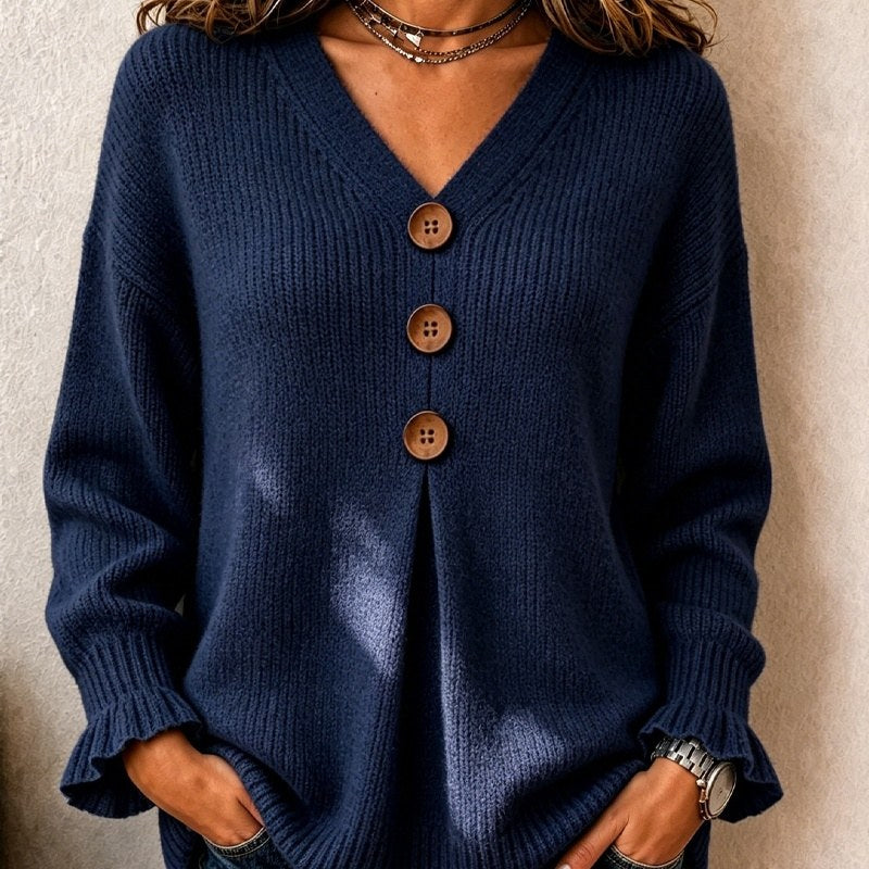 Olivia — Maglioncino Donna con Scollo a V e Bottoni, Lina Milano
