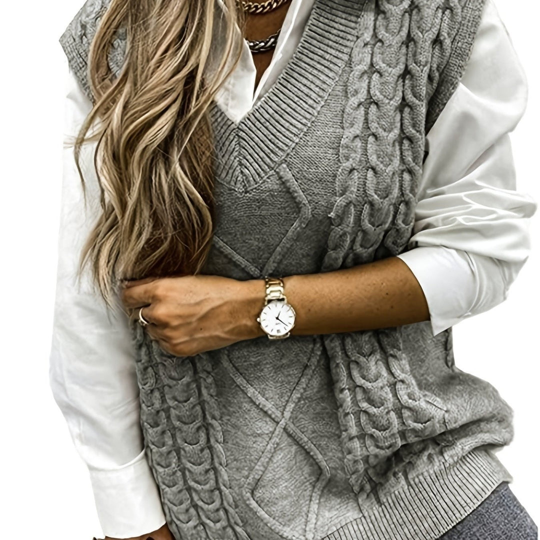 Pamela — Gilet Donna a Trecce Senza Maniche con Scollo a V, Lina Milano