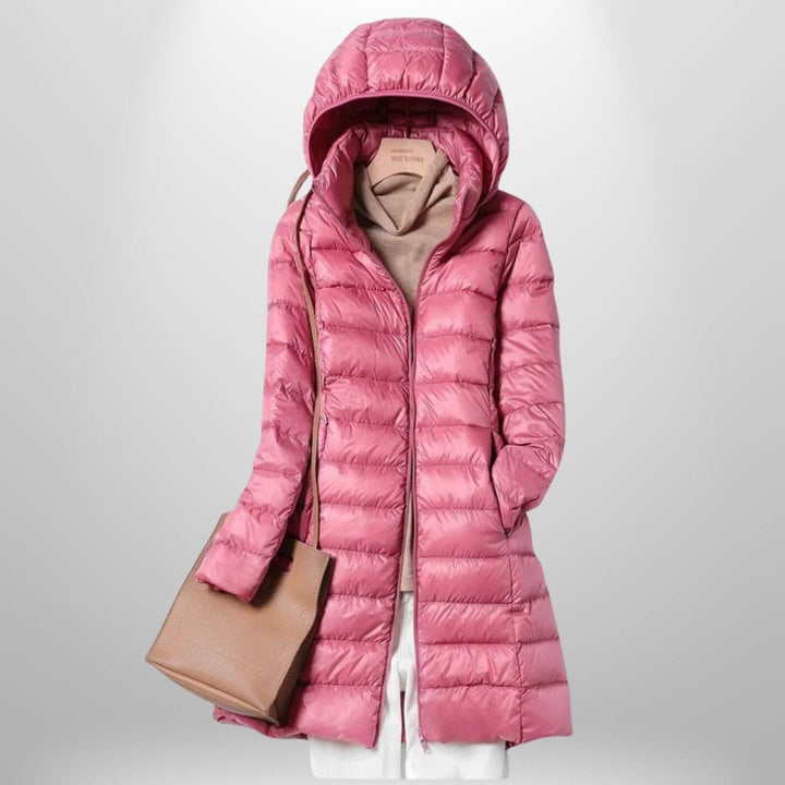 Pia — Piumino Lungo Donna con Cappuccio Oversize e Zip, Lina Milano