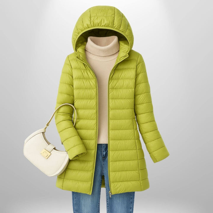Pia — Piumino Lungo Donna con Cappuccio Oversize e Zip, Lina Milano