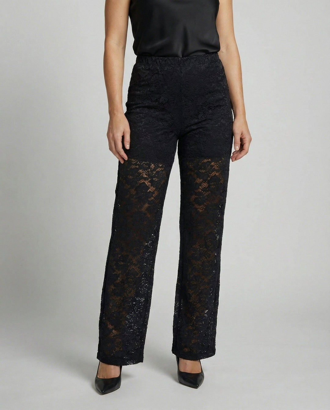 Rachele — Pantalone in Pizzo Donna Elegante a Vita Alta con Gamba Dritta, Lina Milano