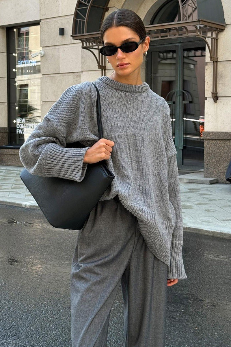 Rossana — Maglioni per Donna Oversize Girocollo con Spalle Scese e Polsini, Lina Milano