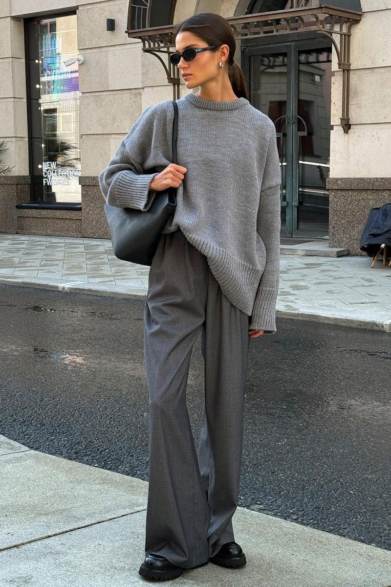 Rossana — Maglioni per Donna Oversize Girocollo con Spalle Scese e Polsini, Lina Milano