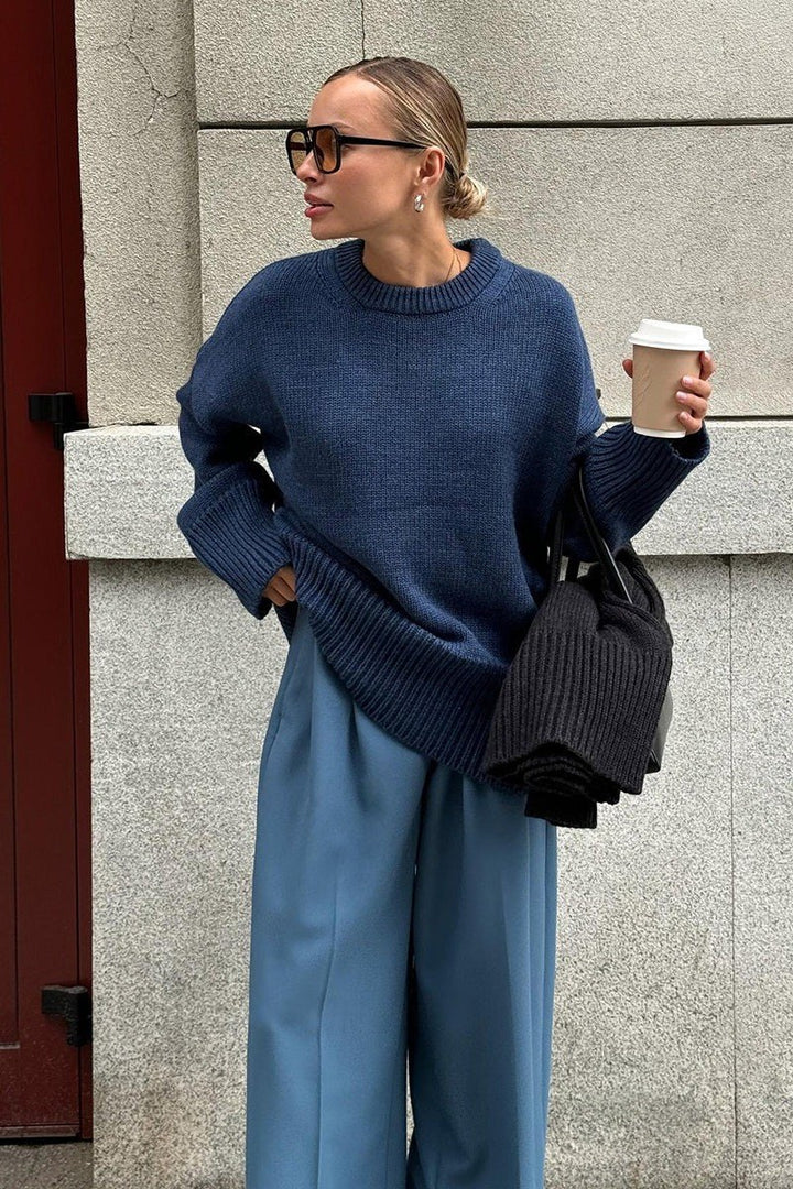 Rossana — Maglioni per Donna Oversize Girocollo con Spalle Scese e Polsini, Lina Milano