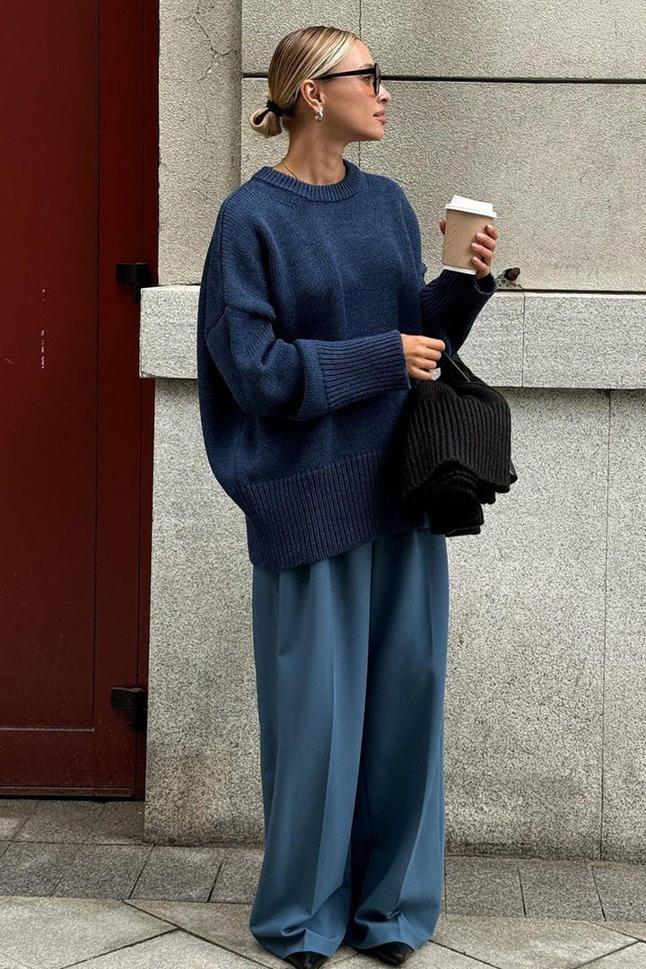 Rossana — Maglioni per Donna Oversize Girocollo con Spalle Scese e Polsini, Lina Milano