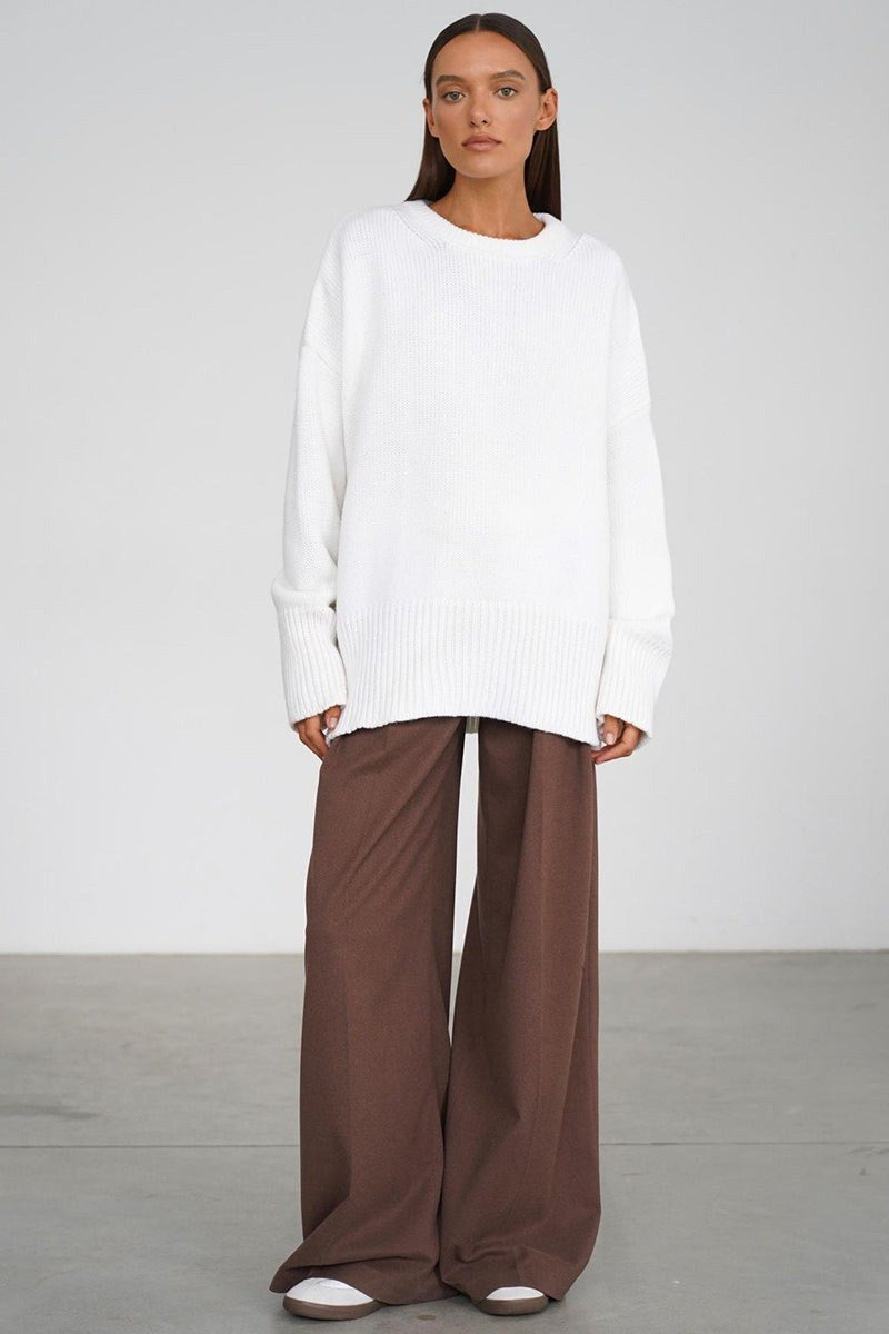 Rossana — Maglioni per Donna Oversize Girocollo con Spalle Scese e Polsini, Lina Milano