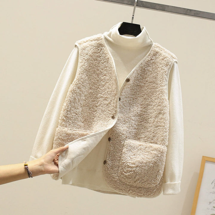 Serafina — Gilet Donna in Teddy con Bottoni e Tasche, Lina Milano