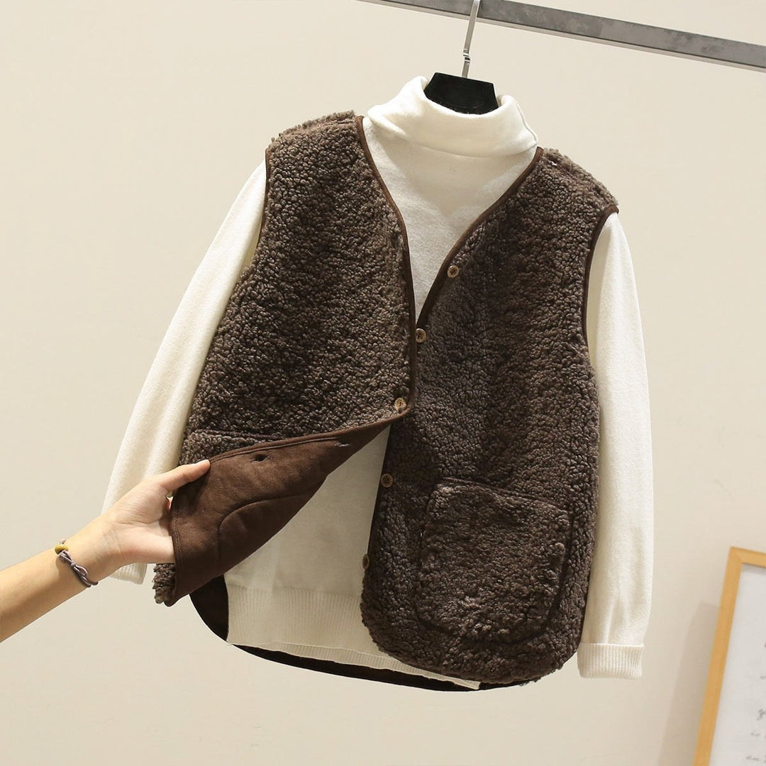 Serafina — Gilet Donna in Teddy con Bottoni e Tasche, Lina Milano