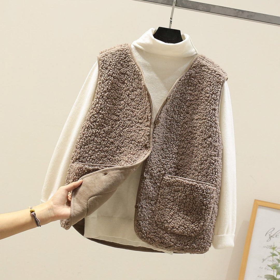 Serafina — Gilet Donna in Teddy con Bottoni e Tasche, Lina Milano