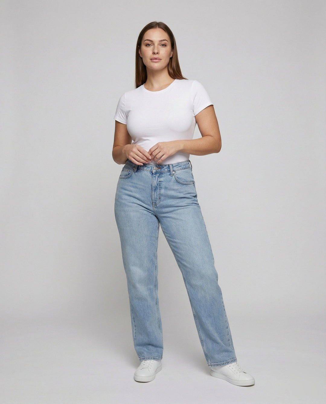 Serena — Jeans Balloon Donna Larghi Dritti con Fondo Elastico, Lina Milano