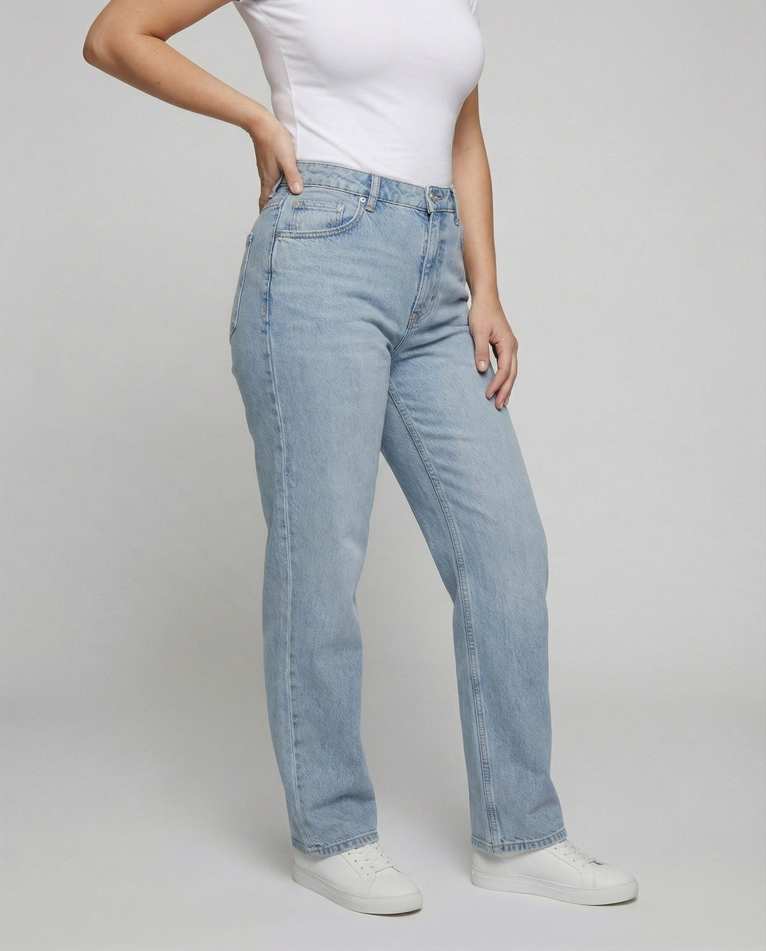Serena — Jeans Balloon Donna Larghi Dritti con Fondo Elastico, Lina Milano