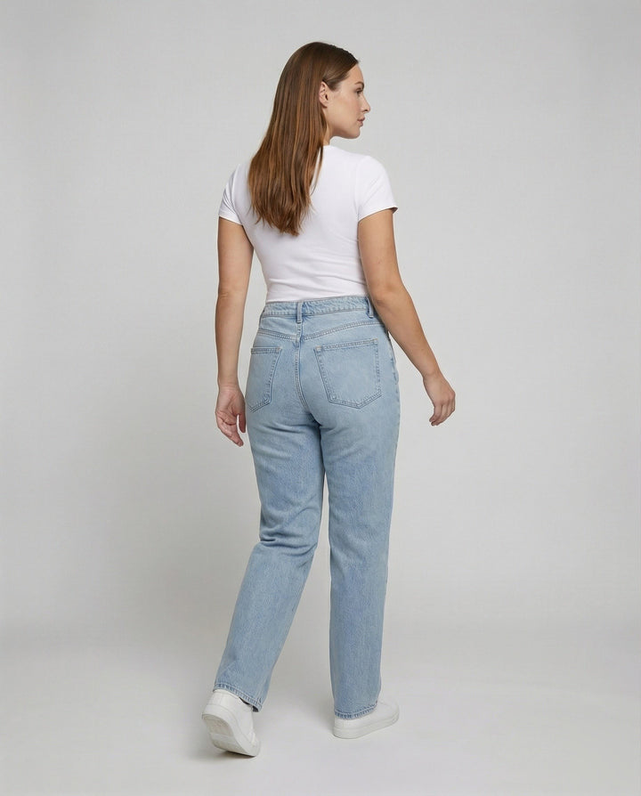 Serena — Jeans Balloon Donna Larghi Dritti con Fondo Elastico, Lina Milano