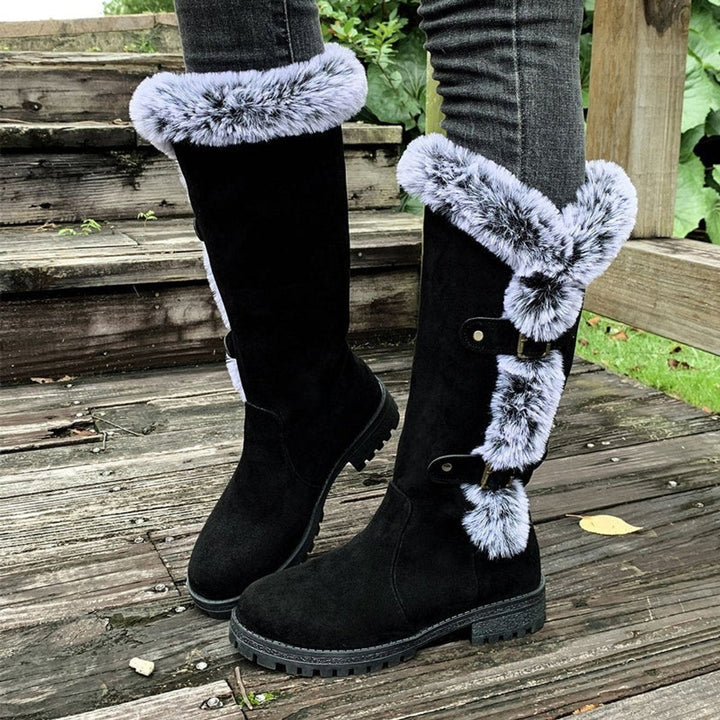 Stella — Stivaletti Pelliccia Donna con Gambale Alto e Fibbie, Lina Milano