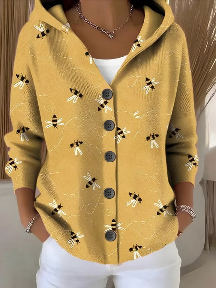Sveva — Cardigan Donna con Cappuccio e Bottoni a Fantasia, Lina Milano