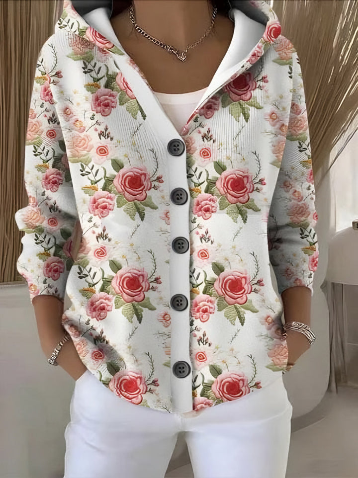 Sveva — Cardigan Donna con Cappuccio e Bottoni a Fantasia, Lina Milano