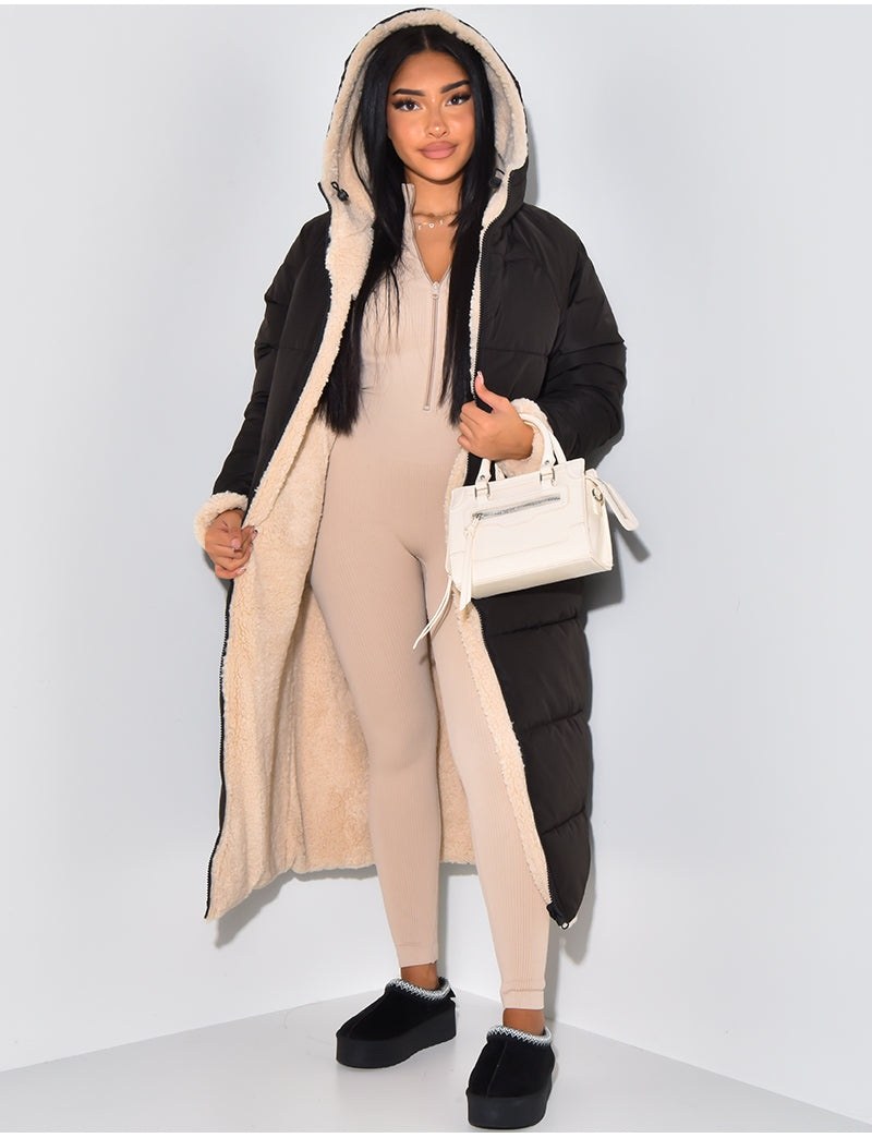 Tatiana — Piumino Lungo Donna Reversibile con Cappuccio, Lina Milano