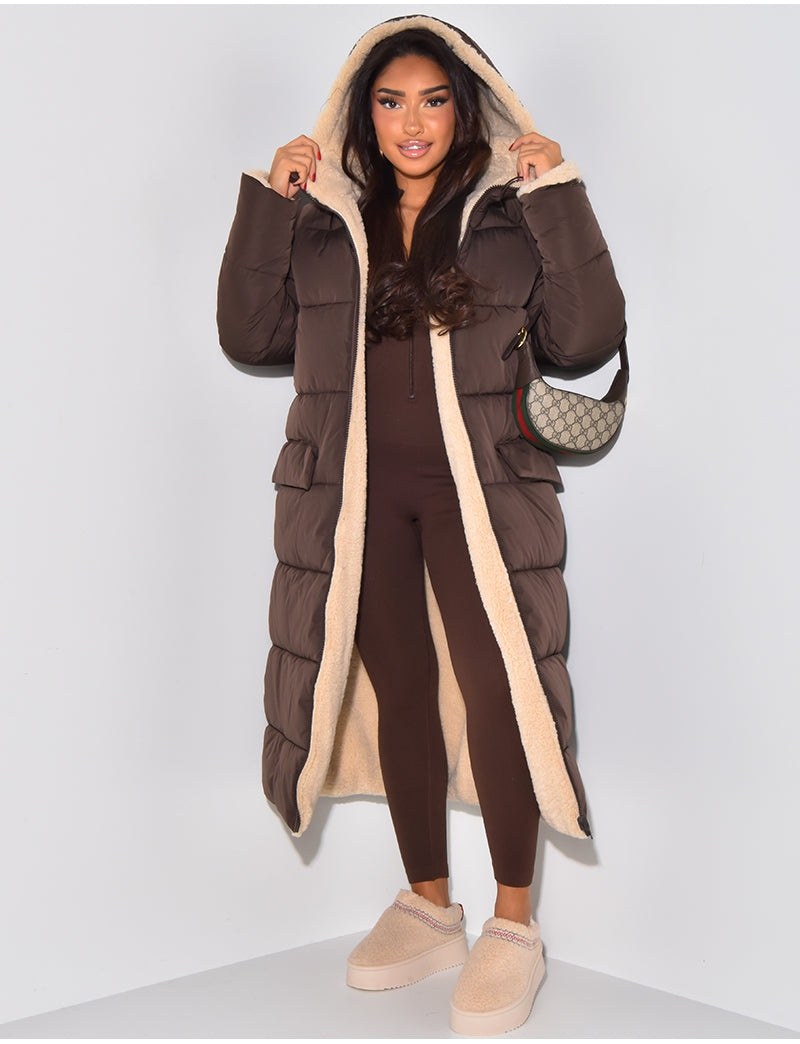 Tatiana — Piumino Lungo Donna Reversibile con Cappuccio, Lina Milano