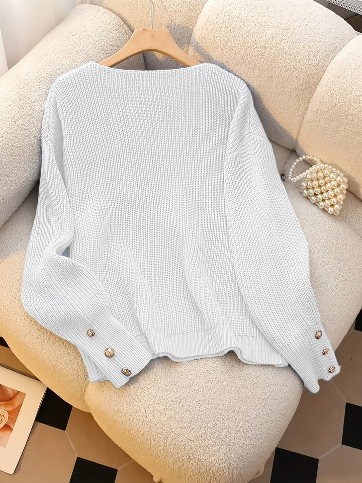 Teodora — Maglioncino Donna Elegante a Coste con Scollo a V, Lina Milano