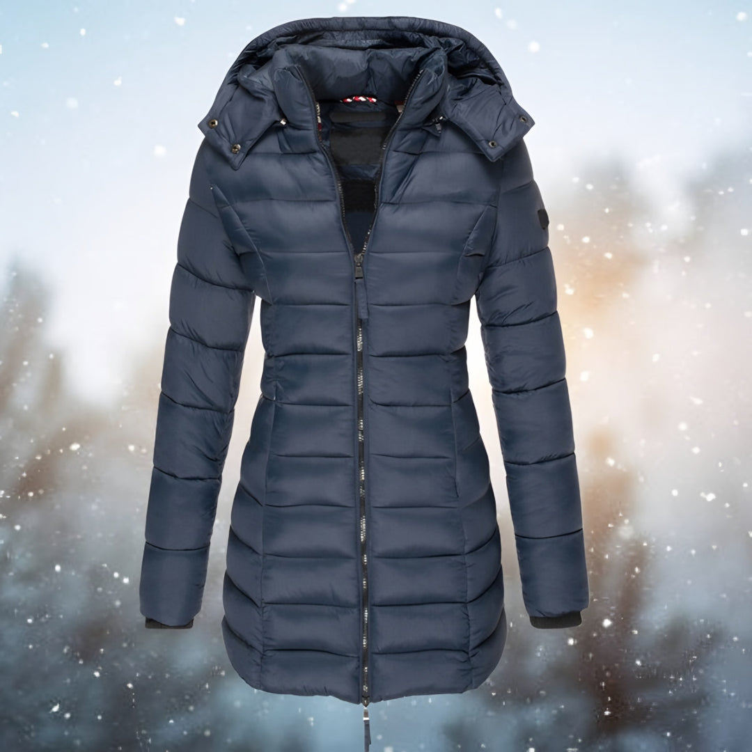 Viviana — Piumino Lungo Donna Sciancrato con Cappuccio e Zip, Lina Milano